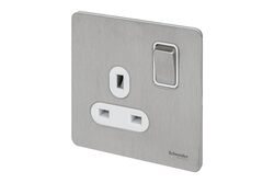 Schneider Electric Ultimate Screwless flat plate - switched socket - 1 gang - stainless steel - GU3410-WSS - Pack of 3