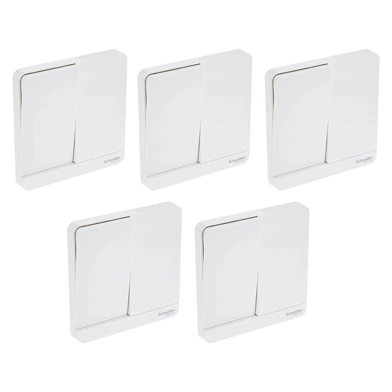 Schneider Electric E8332L2_WE AvatarOn White - 2-way plate switch 2 gang 16AX - Pack of 5