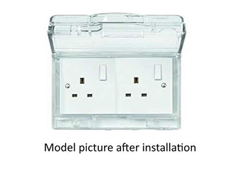 Schneider Weather Proof Double Gang Socket Cover Et223R- Kavacha, In Use Indoor Or Outdoor Outlet Cover, Clear And Lockable Electrical Power (For Double) - Pack of 3