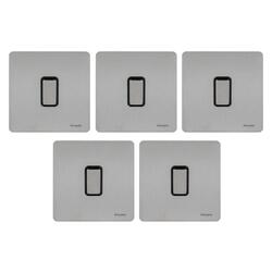 Schneider Electric GU1414-BSS 1 Gang Ultimate Screwless Flat Plate Intermediate Switch, Stainless Steel with Black Interior - Pack of 5