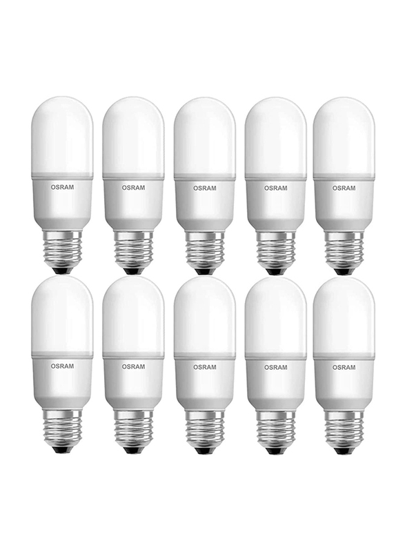Osram Value Stick LED Bulb, 10W, E27, 6500K, 10 Pieces, Cool White