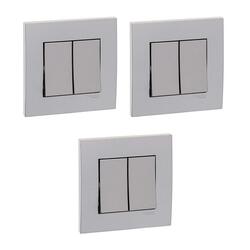 Schneider Electric KB32R_AS Vivace Silver - 2-way plate switch 2 gang - 16AX - Silver - Pack of 3