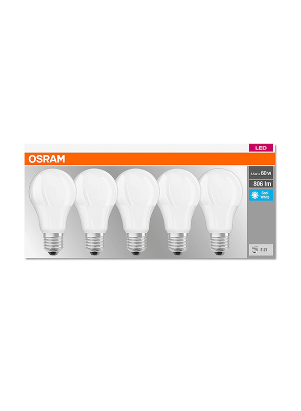 Osram LED Light Bulb, 8.5W, 5 Pieces, Cool White