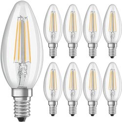 Osram Dimmable E14 Candle light Clear LED Retrofit Classic B 4W Warm White 2700K  - Pack of 10