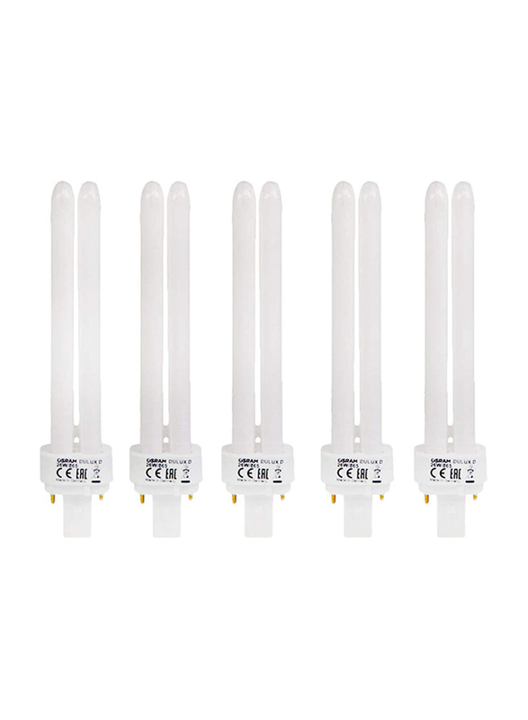 Osram Dulux D CFL Bulb, 26W 2 Pin, 5 Pieces, Daylight White