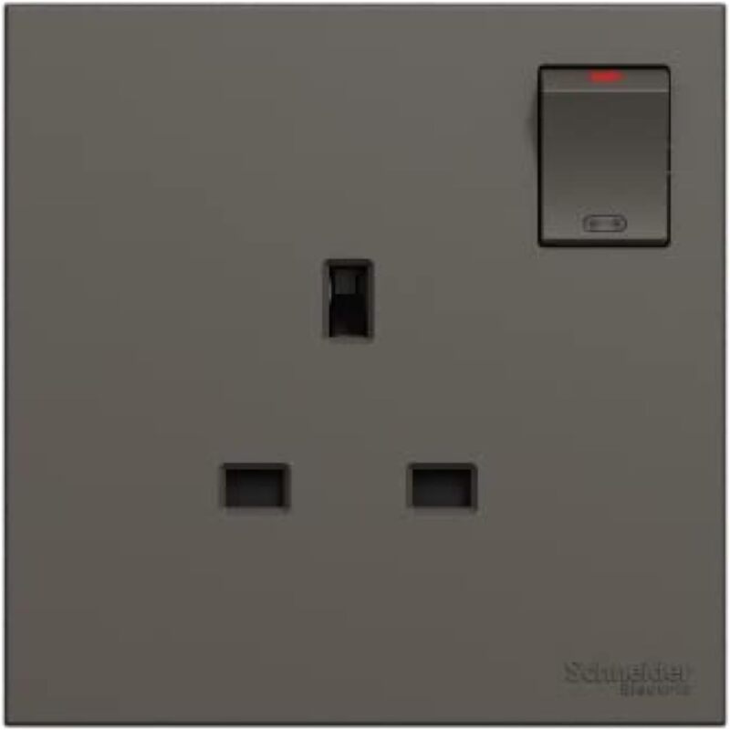 Schneider Electric Switched socket, AvatarOn C, 13A 250V, 1 gang, dark grey - Pack of 5