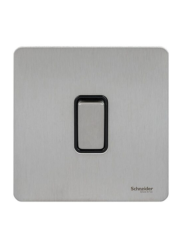 Schneider Electric Ultimate Screwless Rocker Flat Plate Switch, GU1412BSS, Stainless Steel with Black Interior