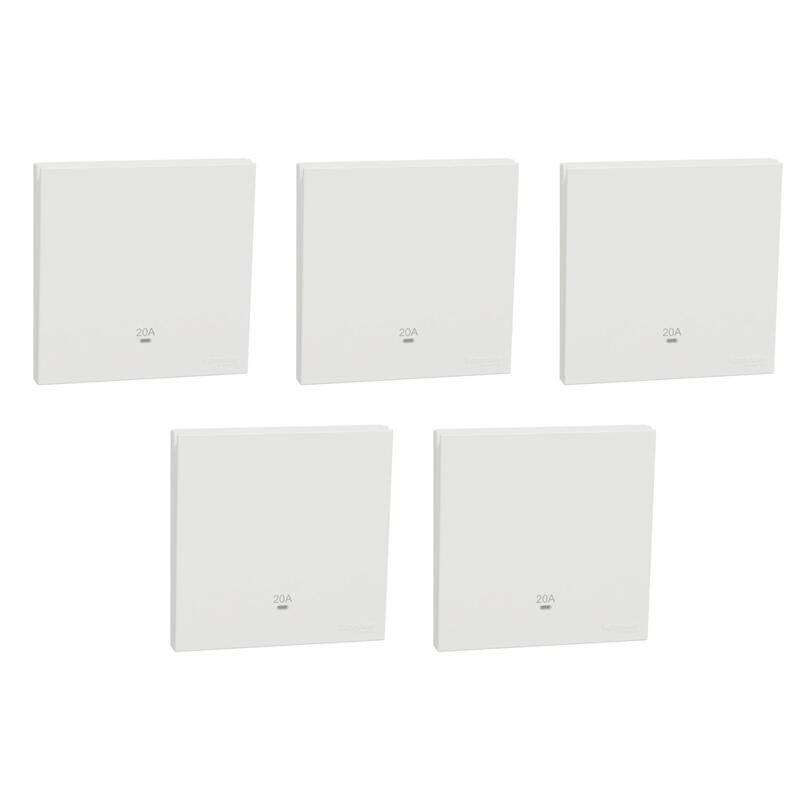 Schneider Electric Double Pole Switch with LED, AvatarOn C, 20A, 250V, 1 gang, white - Pack of 5