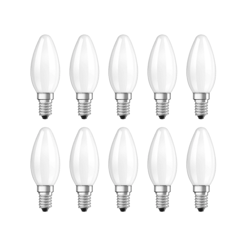 Osram LED Retrofit CLASSIC B / LED lamp, classic mini candle shape: E14, 4 W, 220 to 240 V, 40 W replacement, frosted, Warm White, 2700 K, Pack of 10