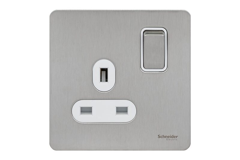 Schneider Electric Ultimate Screwless flat plate - switched socket - 1 gang - stainless steel - GU3410-WSS