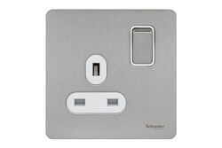 Schneider Electric Ultimate Screwless flat plate - switched socket - 1 gang - stainless steel - GU3410-WSS