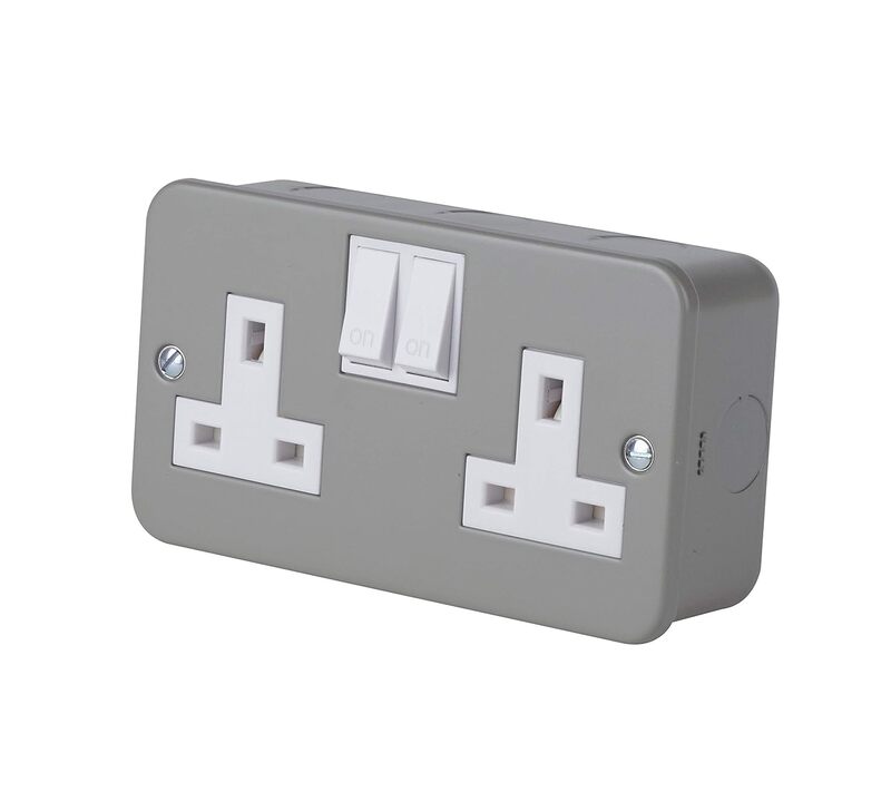 Schneider Electric Exclusive Metal clad - switched socket - 13 A - 230 V - 2 gangs - grey - GMC132SS