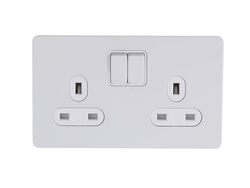 Schneider Electric Ultimate Screwless flat plate - switched socket - 2P - 2 gangs - white metal - GU3420DWPW