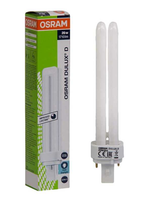 Osram Dulux D CFL Bulb, 26W 2 Pin, 1710 Lumens, Daylight White