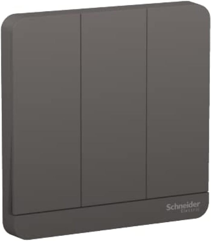 Schneider Avataron Three Gang One Way Switch 16Amps 250V - Dark Grey E8333L1_Dg - Pack of 5