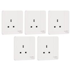 Schneider Electric E8315N_WE_G12 AvatarOn White - Single switched socket - 13 A - 230 V - 1 gang -White with Neon - Pack of 5