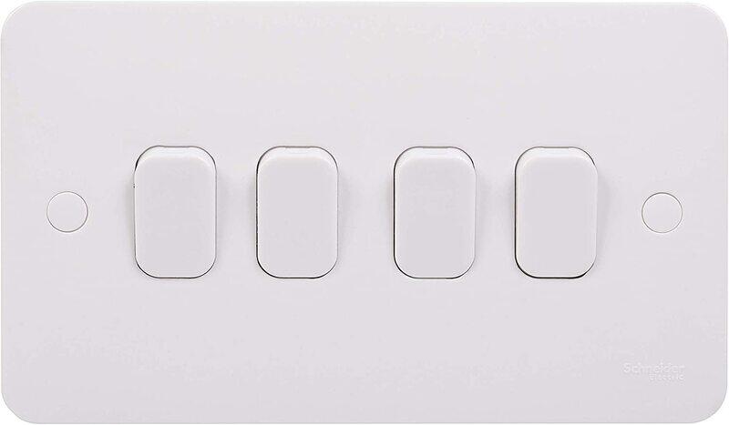 

Schneider Electric GGBL1042 Lisse Plate Switch, 4 Gang, 2 Way, 10AX, White