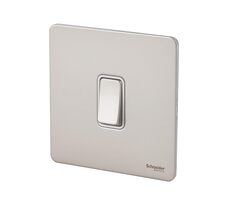 Schneider Electric GU1414WPN 1 Gang Ultimate Screwless Flat Plate Intermediate Switch, Pearl Nickel with White Interior - Pack of 3
