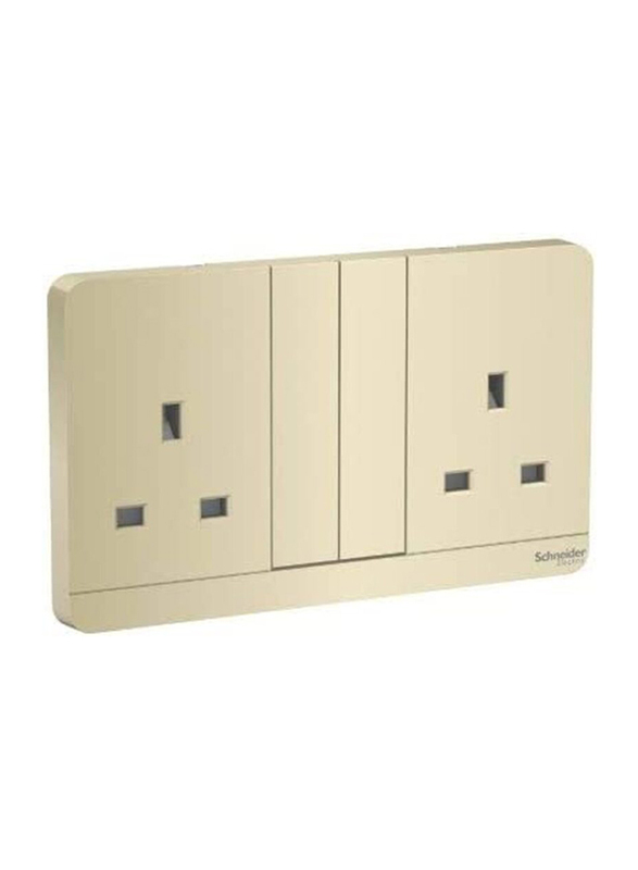 Schneider Electric AvatarOn 13A 1 Gang Double Switched Socket 230V, E83T25_WG_G12, Gold