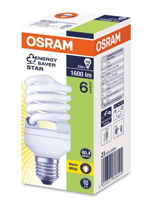 Osram Duluxstar Mini Twist CFL Bulb, 23W, E27, 3 Pieces, Warm White