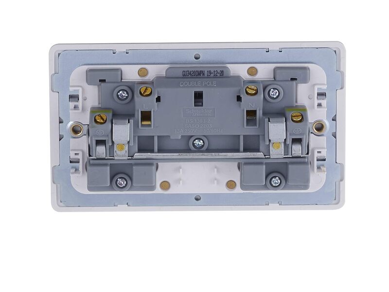 Schneider Electric Ultimate Screwless flat plate - switched socket - 2P - 2 gangs - white metal - GU3420DWPW