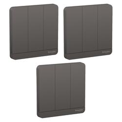 Schneider Avataron Three Gang One Way Switch 16Amps 250V - Dark Grey E8333L1_Dg - Pack of 3