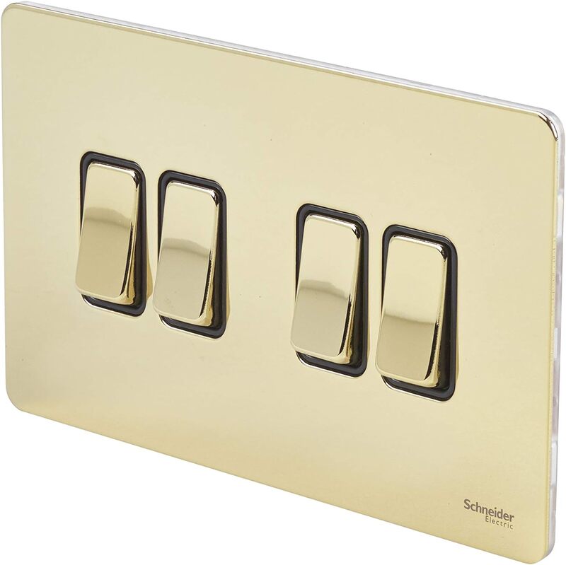 Schneider Electric Ultimate Screwless flat plate - 1-pole 2-way plate switch - 4 gangs - brass - GU1442-BPB