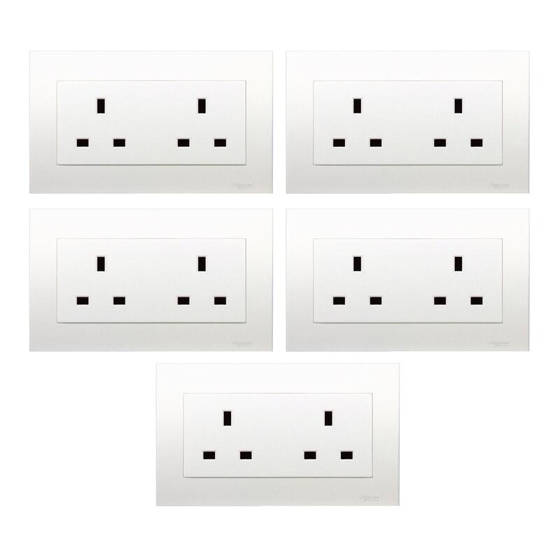 Schneider Electric 13A 250V Twin Gang Socket - KBT426 - Pack of 5