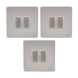 Schneider Electric Plate switch, Ultimate Screwless flat plate, 1-pole 2-way, screw terminals, IP20, pearl nickel - GU1422-WPN - Pack of 3