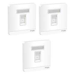 Schneider Electric E8331RJS_WE AvatarOn White - 1 Gang Keystone Wallplate with Shutter without Ketstone Jack RJ-45 - Pack of 3