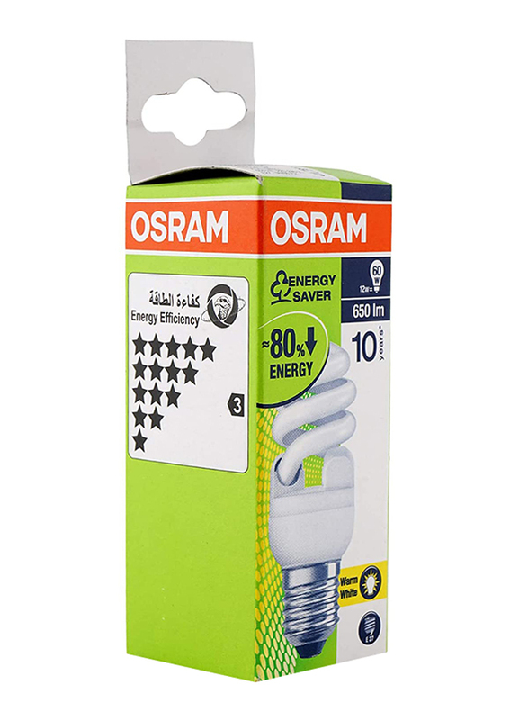 Osram Duluxstar Mini Twist CFL Bulb, 12W, White