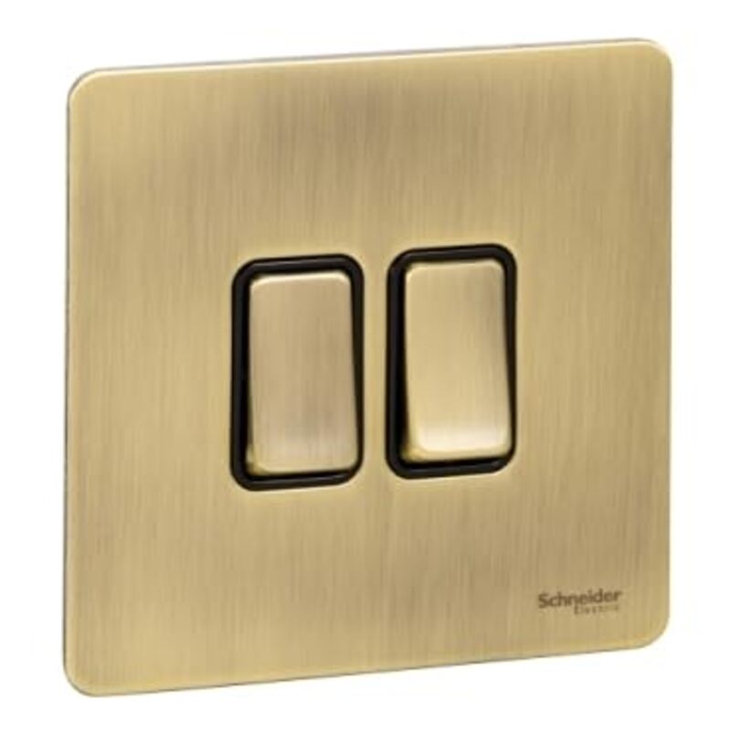 Schneider Electric Ultimate Screwless flat plate - 1-pole 2-w plate sw - 2 gangs - antique brass - GU1422BAB