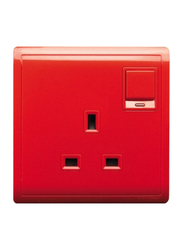 Schneider Electric Pieno 13A 1 Gang Switched Socket with Neon 250V, E8215N_RD, Full Red