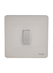 Schneider Electric Ultimate Screwless Flat Plate Single Retractive 16AX 2 Way Light Switch, GU1412RWPN, Pearl Nickel with White Insert