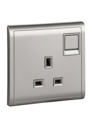 Schneider Electric Pieno 15A 1 Gang 3 Pin Switched Socket 250V, E8215_15_AS_G1, Aluminium Silver
