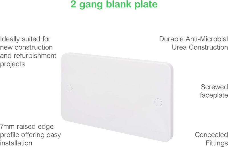 Schneider Electric Lisse - White moulded - blank plate - 2 gangs - matt white - GGBL8020S - Pack of 5