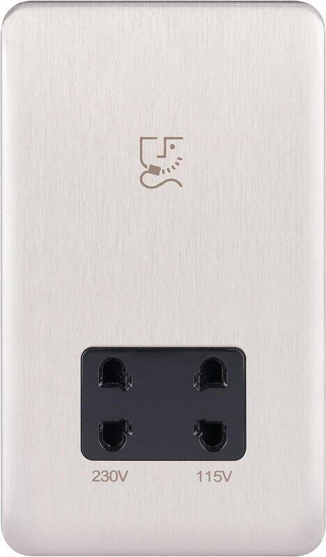 

Schneider Electric Lisse - Shaver Socket - 2 gang - 115/230V Stainless Steel with Black Interior - GGBL7090BSSS