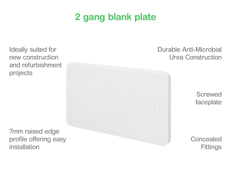 Schneider Electric Lisse - White moulded - blank plate - 2 gangs - matt white - GGBL8020S