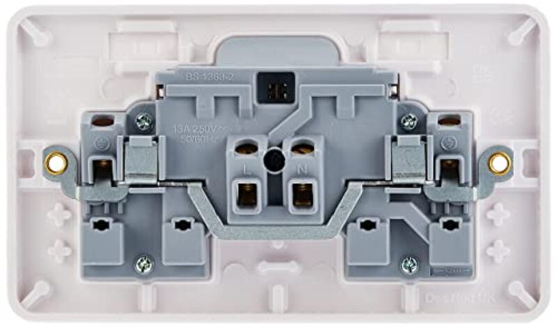 Schneider Electric GGBL3020NIS Lisse UK Standard Switch Socket White, 2 gang 13A BS 1363-2 - Pack of 3