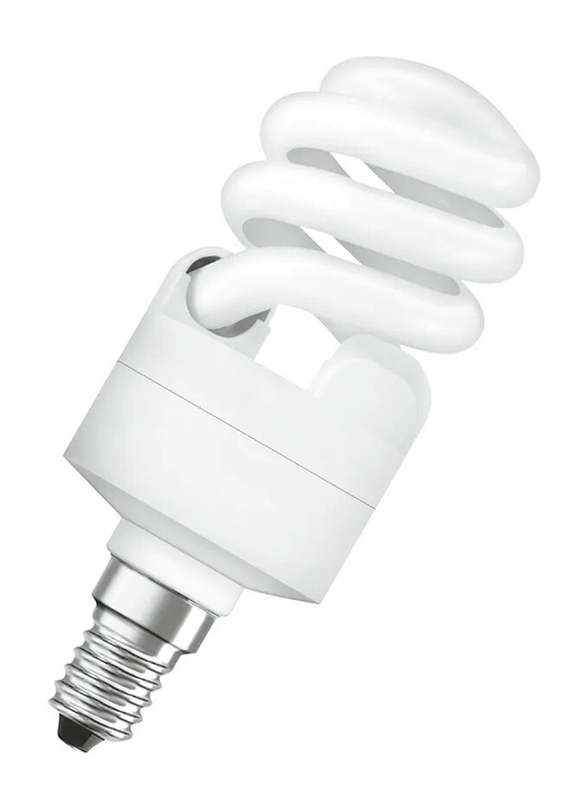 Osram Dulux Mini Twist Energy Saver CFL Bulb, 12W, E14 Base, 6500K, 650Lm, Warm White