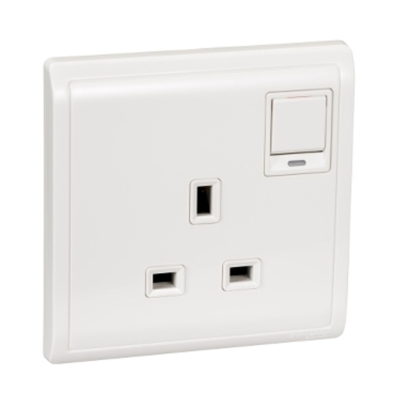 Schneider Electric Pieno 13A 250V 1Gang swithitched socket with Neon (Model Number - E8215N)