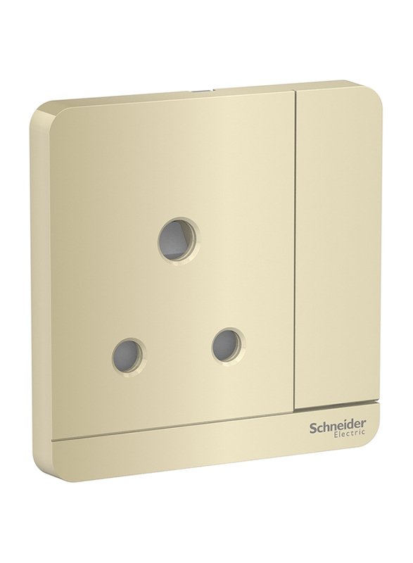 Schneider Electric AvatarOn 13A 1 Gang Single Switched Socket 230V, E8315N_WG_G12, Gold with Neon