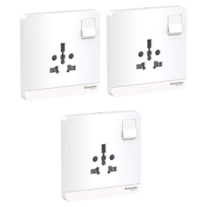 Schneider Avataron E8315Ts_We Switched Socket 2P 3P 16A 250V - White - Pack of 3