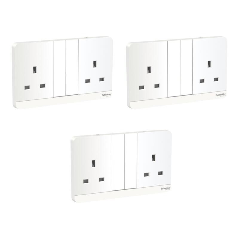 Schneider Electric AvatarOn, 2 switched socket, 3P, 13 A, 250 V, LED, White (Model Number-E83T25N_WE_G12) - Pack of 3