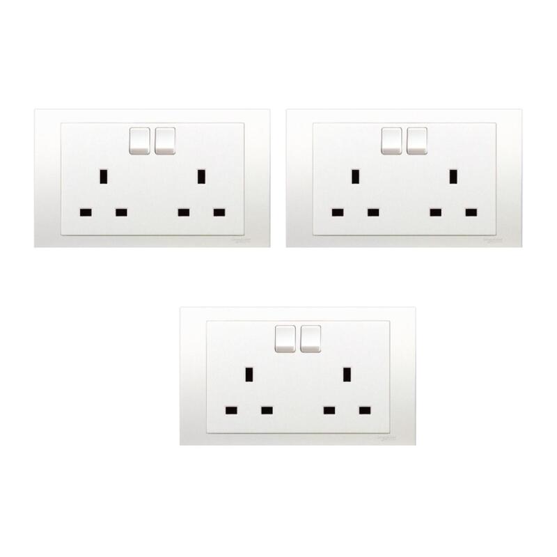 Schneider Electric KB25 Vivace White - Double switched socket 13 A 230 V 1 gang -white - Pack of 3