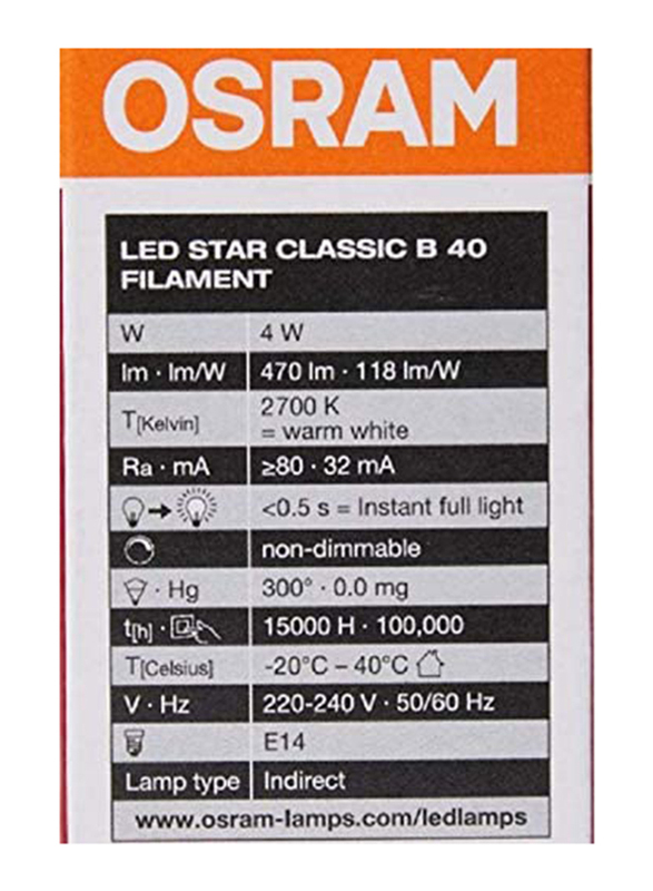 Osram Filament Candle LED Bulb, 4W, Clear