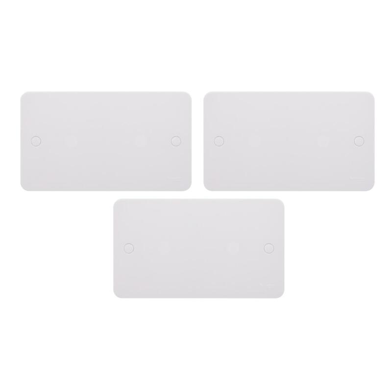 Schneider Electric Lisse - White moulded - blank plate - 2 gangs - matt white - GGBL8020S - Pack of 3