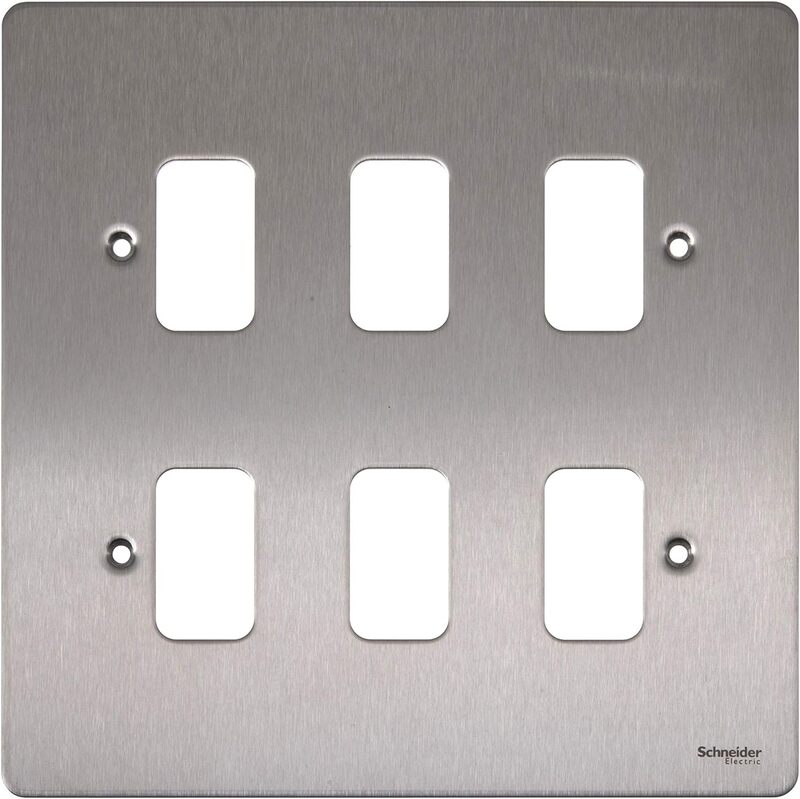 Schneider Electric Ultimate - flat plate Grid system - 6 gangs - stainless steel - GUG06G-SS