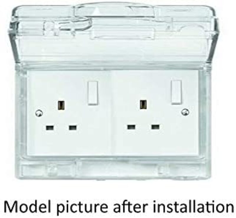 Schneider Weather Proof Double Gang Socket Cover ET223R- Kavacha, In Use Indoor or Outdoor Outlet Cover, Clear and Lockable Electrical Power Outlet Cover (For Double)