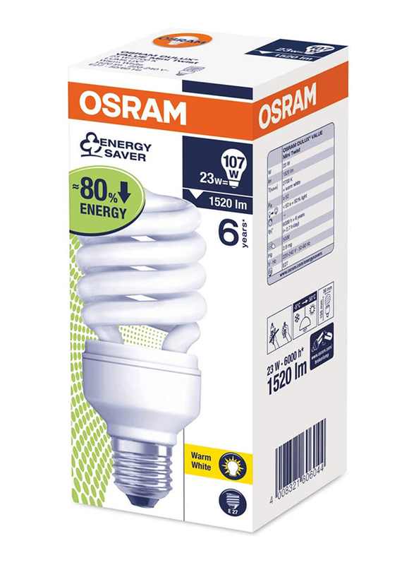 Osram Duluxstar Mini Twist Spiral CFL Bulb, 23W, 1600 Lumens, 5 Pieces, Warm White
